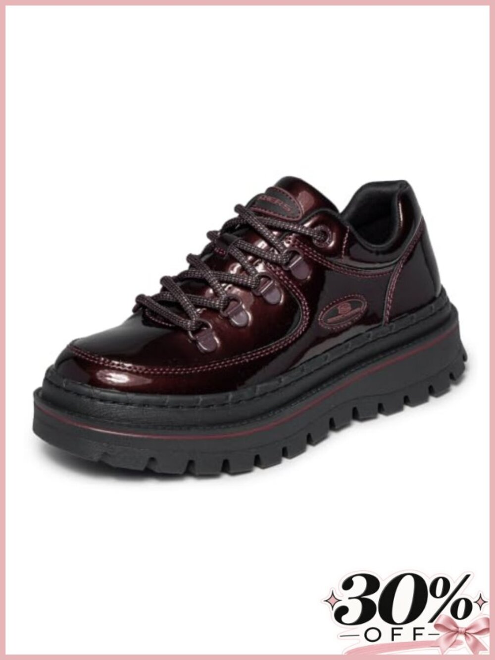 Patent Leather Platform Sneaker Boot Lace-Up Ankle Bootie